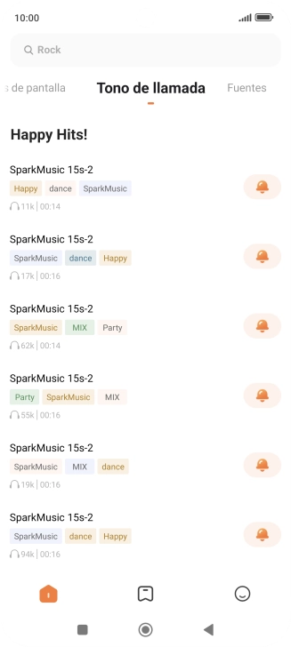 Pulsa los timbres de llamada deseados para escucharlos.