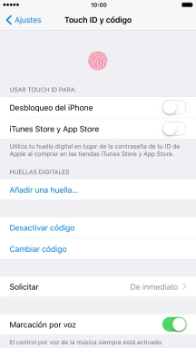 Pulsa Desactivar código e introduce el código de seguridad.