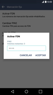 Introduce el código PIN2 y pulsa ACEPTAR.