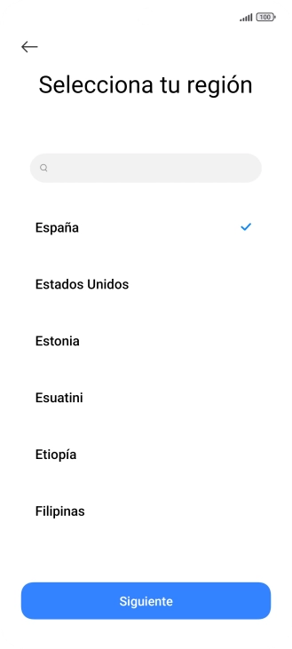 Pulsa el país o el área deseados.