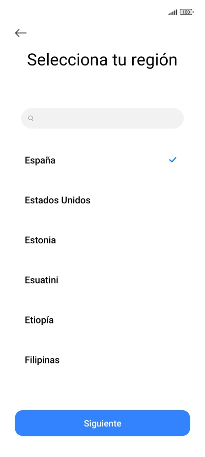 Pulsa el país o el área deseados.