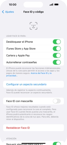Pulsa  el indicador junto a los ajustes deseados para activarlos o desactivarlos.