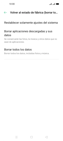 Pulsa Borrar todos los datos.