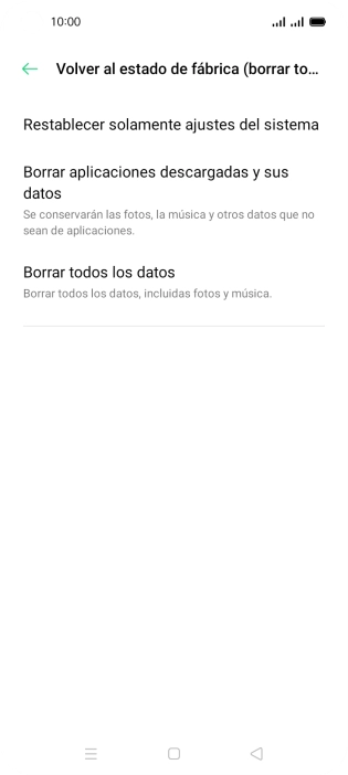 Pulsa Borrar todos los datos.