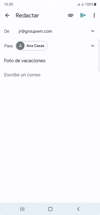 Pulsa en el campo de escritura  y escribe el texto del correo electrónico.