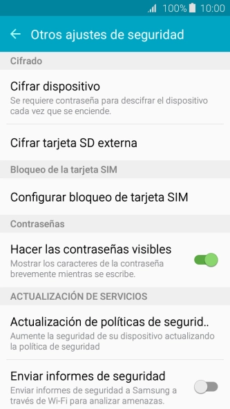 Pulsa Configurar bloqueo de tarjeta SIM.