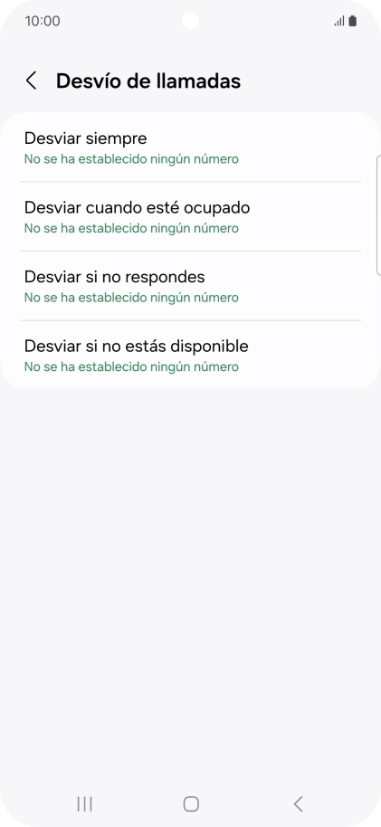 Pulsa el tipo de desvío deseado.