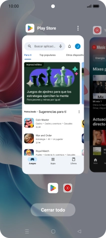 Para cerrar una sola aplicación en ejecución, desliza el dedo hacia arriba sobre la aplicación deseada.