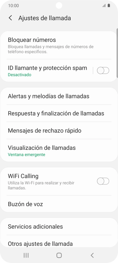 Pulsa Servicios adicionales.