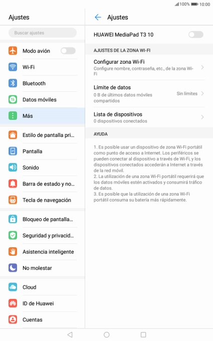 Pulsa Configurar zona Wi-Fi.