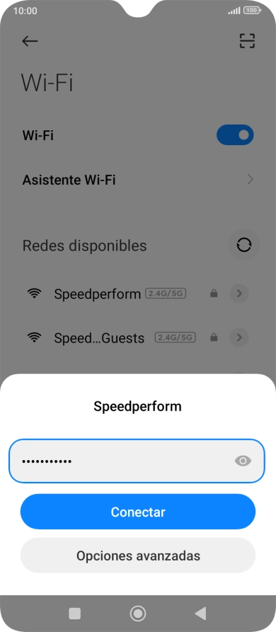 Introduce la contraseña de la red wifi y pulsa Conectar.