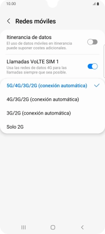 Pulsa el tipo de red deseado.