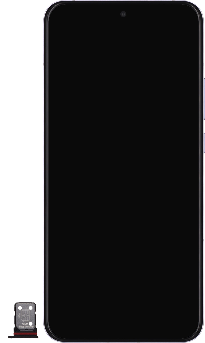 Gira la tarjeta SIM siguiendo la ilustración del primer contenedor de la tarjeta SIM y colócala en el contenedor.