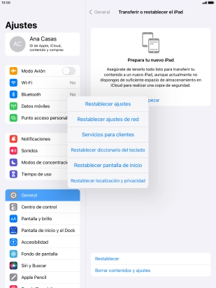 Pulsa Restablecer ajustes.