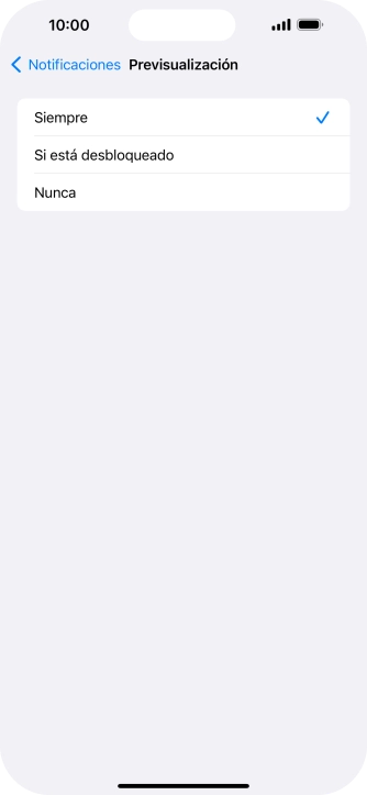 Para seleccionar la vista previa de las notificaciones en la pantalla de bloqueo, pulsa Siempre.