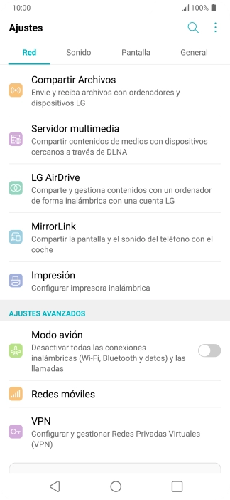 Pulsa Redes móviles.