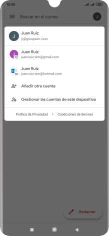 Pulsa la cuenta de correo electrónico deseada.