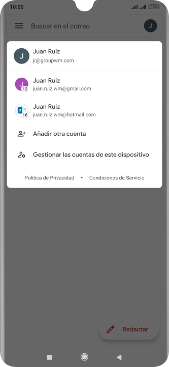 Pulsa la cuenta de correo electrónico deseada.