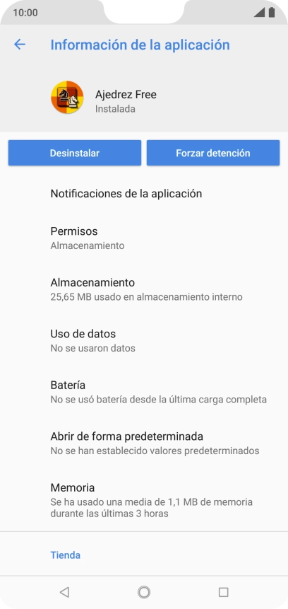 Pulsa Almacenamiento.