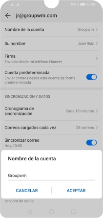 Introduce el nombre de la cuenta y pulsa ACEPTAR.
