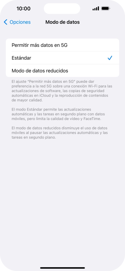 Pulsa el ajuste deseado.