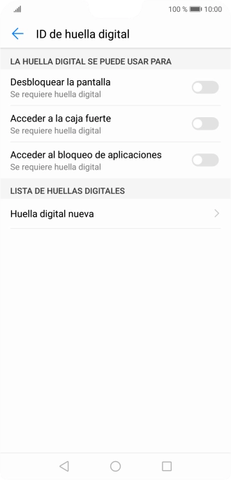 Pulsa Huella digital nueva.