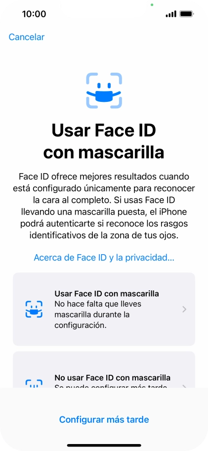 Pulsa Configurar más tarde.