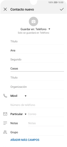 Pulsa Número de teléfono e introduce el número de teléfono deseado.