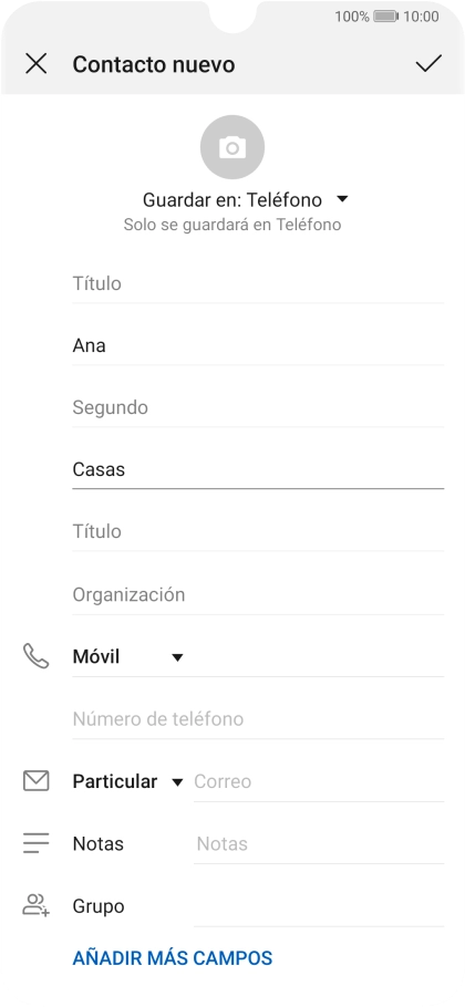 Pulsa Número de teléfono e introduce el número de teléfono deseado.