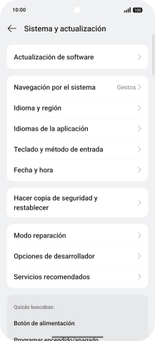 Pulsa Hacer copia de seguridad y restablecer.