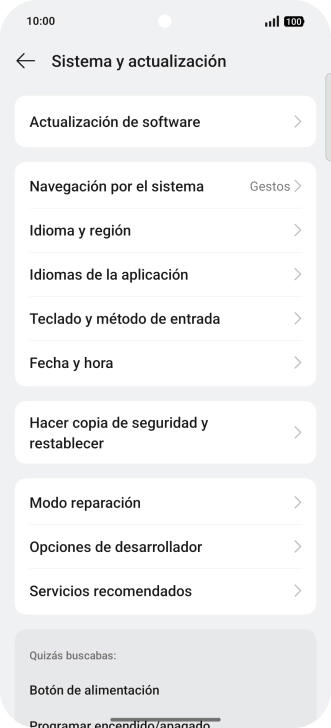 Pulsa Hacer copia de seguridad y restablecer.