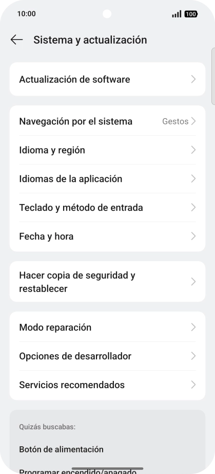 Pulsa Hacer copia de seguridad y restablecer.