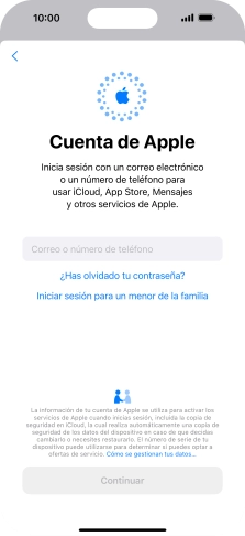 Pulsa Correo o número de teléfono e introduce el nombre de usuario de tu ID de Apple.