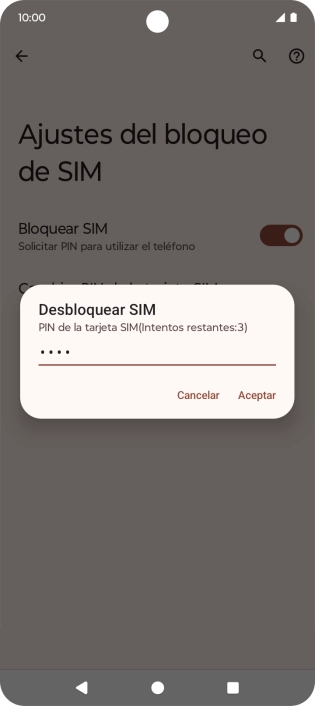Introduce tu código PIN y pulsa Aceptar.