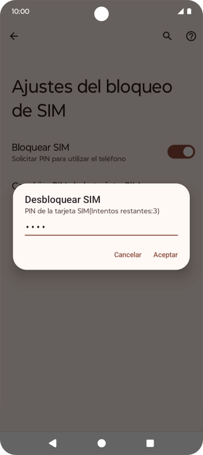 Introduce tu código PIN y pulsa Aceptar.