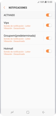 Pulsa el indicador junto a la cuenta de correo electrónico deseada para activar o desactivar la función.