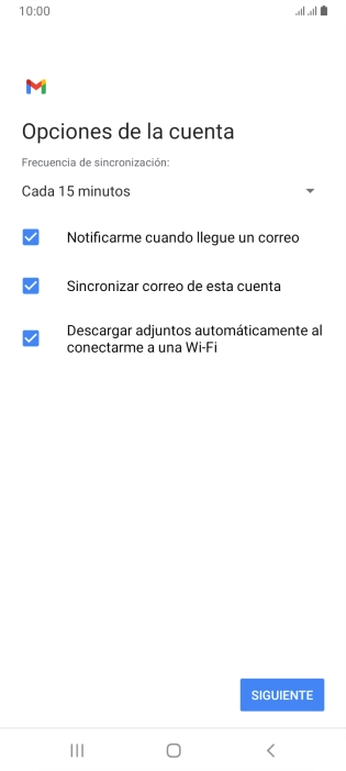 Si aparece en la pantalla esta imagen, tu cuenta de correo electrónico ha sido reconocida y configurada automáticamente. Sigue las indicaciones de la pantalla para introducir más información y terminar la configuración.