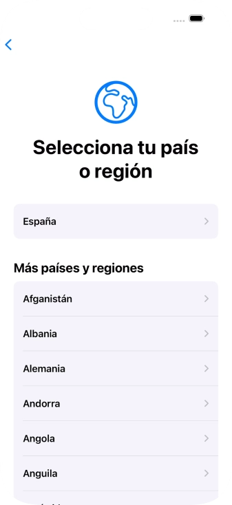 Pulsa el país o el área deseados. Pulsa el país o el área deseados.
