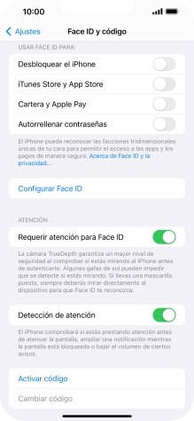 Pulsa Activar código e introduce un código de seguridad de libre elección dos veces seguidas.