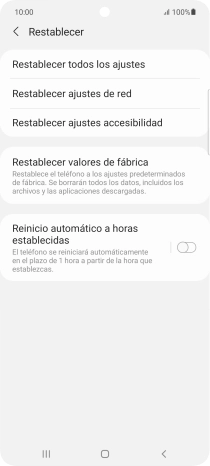 Pulsa Restablecer valores de fábrica.