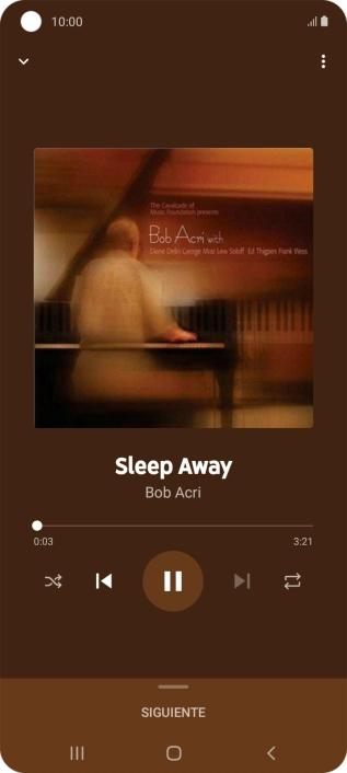 Pulsa la flecha hacia la derecha para ir al archivo de música siguiente.