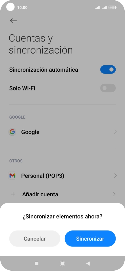 Si activas la función, pulsa Sincronizar.