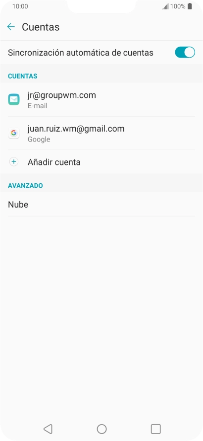 Pulsa la cuenta de correo electrónico deseada.