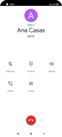 Pulsa el icono de finalizar llamada.