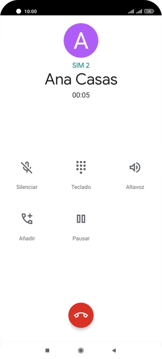 Pulsa el icono de finalizar llamada.