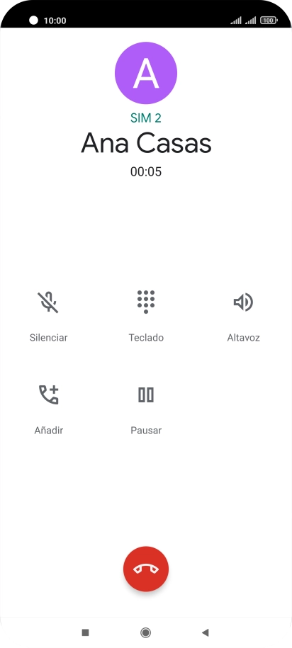 Pulsa el icono de finalizar llamada.