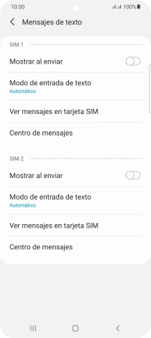 Pulsa Centro de mensajes bajo la tarjeta SIM deseada. Pulsa Centro de mensajes bajo la tarjeta SIM deseada.