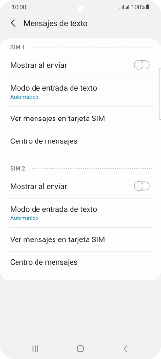 Pulsa Centro de mensajes bajo la tarjeta SIM deseada. Pulsa Centro de mensajes bajo la tarjeta SIM deseada.