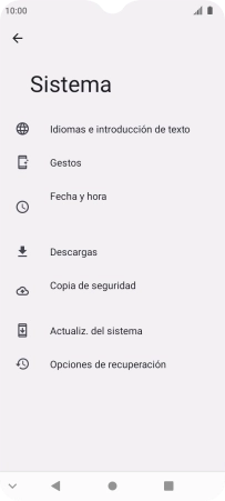 Pulsa Actualiz. del sistema. Si hay una versión de software nueva disponible, aparecerá ahora en la pantalla. Sigue las indicaciones de la pantalla para actualizar el software del teléfono.