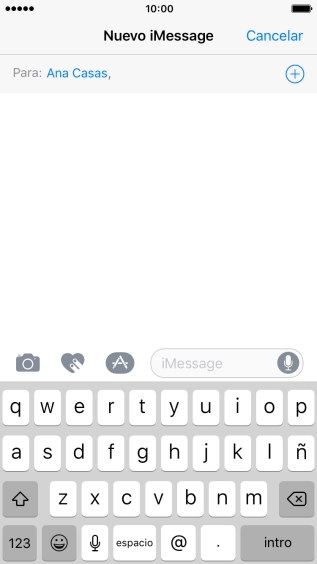 Si el destinatario puede recibir iMessages, aparecerá el texto iMessage en el campo de escritura.